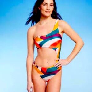 Shade & Shore Women's One Shoulder Cut Out One Piece Swimsuit / Large-NWT
